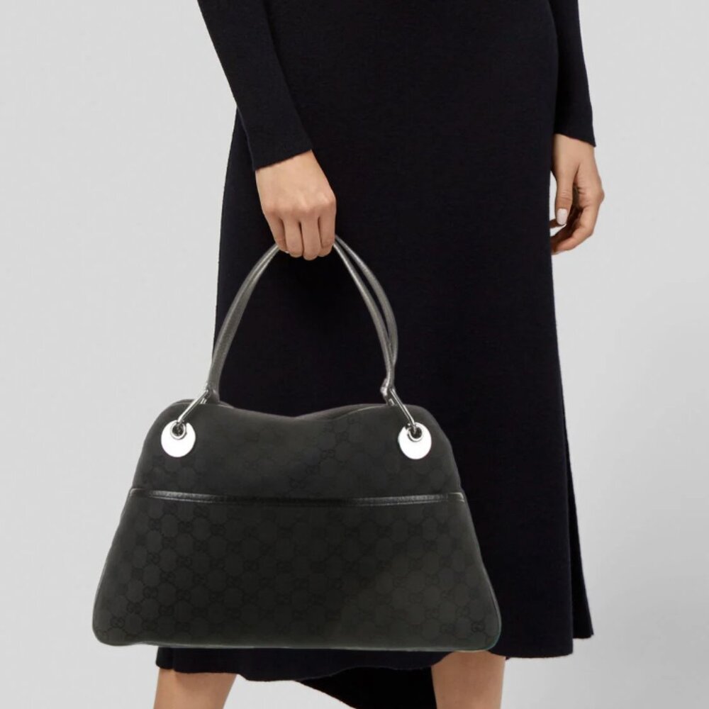 Gucci Eclipse GG Canvas/patent leather Medium Black Tote - Picture 11 of 17